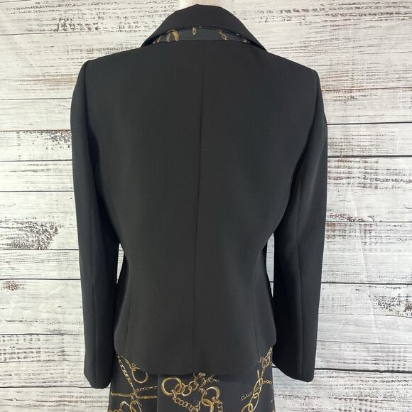 Evan Picone 3pc Skirt Suit size 8 Blazer Scarf Black Gold Equestrian Career - Picture 12 of 15